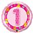 Balão de Festa Microfoil 18" 45cm - Redondo 1 ano Ursinhos Rosa - 1 unidade - Qualatex Outlet - Rizzo - Imagem 1