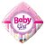 Balão de Festa Microfoil 18" 45cm - Diamante Baby Girl Rosa - 1 unidade - Qualatex Outlet - Rizzo - Imagem 1
