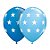 Balão de Festa Látex Liso Decorado - Estrela Azul Claro e Escuro - 11" 27cm - 50 unidades - Qualatex Outlet - Rizzo - Imagem 1