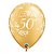 Balão de Festa Látex Liso Decorado - Happy 50th! Damasco Ouro - 11" 27cm - 50 unidades - Qualatex Outlet - Rizzo - Imagem 1