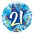 Balão de Festa Microfoil 18" 45cm - Redondo Número 21 Estrela Azul - 1 unidade - Qualatex Outlet - Rizzo - Imagem 1