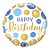 Balão de Festa Microfoil 4" 10cm - Redondo Happy Birthday! Bolinhas Azul - 1 unidade - Qualatex Outlet - Rizzo - Imagem 1