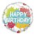 Balão de Festa Microfoil 4" 10cm - Redondo Happy Birthday! Bolas de Tintas - 1 unidade - Qualatex Outlet - Rizzo - Imagem 1
