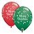 Balão de Festa Látex Liso Decorado - Merry Christmas! Vermelho/Verde - 11" 27cm - 50 unidades - Qualatex Outlet - Rizzo - Imagem 1