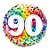 Balão de Festa Microfoil 18" 45cm - Redondo Número 90 Confete Arco-Íris - 1 unidade - Qualatex Outlet - Rizzo - Imagem 1