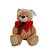 Urso de pelucia com laço de Natal - Bege, Vermelho - 36cm  - 1 unidade - Cromus  - Rizzo - Imagem 1