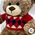 Urso de Pelúcia com Sueter de Lã - Vermelho - 37cm  - 1 unidade - Rizzo - Imagem 3