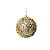 Bola de Natal Decorada - Dourada com madeira - 9cm  - 3 unidades - Rizzo - Imagem 1
