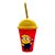 Copo com Tampa e Canudo - Minions Sorrindo e Comendo Maçã - 280ml - 1 unidade - Plasútil - Rizzo - Imagem 1