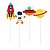 Pick Decorativo Longo para Vaso Festa Astronauta - 8 unidades - Cromus - Rizzo Festas - Imagem 1
