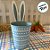 Cachepot de Metal com Orelhas de Coelho - Azul e branco - 27cm - 1 unidade - Cromus - Rizzo - Imagem 2