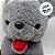 Urso De Pelúcia Com Flor - Cinza - 27cm - 1 unidade - Rizzo - Imagem 3