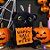 Gato de Pelúcia com Saquinho "Happy Halloween" - Preto - 20cm  - 1 unidade - Rizzo - Imagem 1
