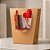 Sacola de Papel com visor duplo de PVC 22x13x13cm - Kraft com Alça Vermelha e Tag de Coração - 10 unidades - Rizzo - Imagem 1