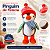 Pinguim de Pelúcia - Cachecol e Touca - 16x22x12cm - 1 unidade - Rizzo - Imagem 2