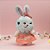Coelho de Pelúcia Branco de Vestido Sweet - Rosa - 26,5x13x7,5cm - 1 unidade - Rizzo - Imagem 1