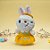 Coelho de Pelúcia Branco de Vestido Sweet - Amarelo - 26,5x13x7,5cm - 1 unidade - Rizzo - Imagem 1