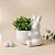 Vaso Decorativo Páscoa de Porcelana - Coelho com Planta Artificial - Branco - 10,5x10cm - 1 unidade - Rizzo - Imagem 1