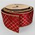 Fita Aramada Decorativa de Natal - Quadriculado Vermelho e Ouro - 6,3cm x 9,14m - 1 unidade - Rizzo - Imagem 1