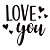 Transfer Para Balão Lettering Preto - Love You Coração - 01 Unidade - Cromus Balloons - Rizzo Balões - Imagem 1