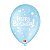 Balão de Festa Decorado Happy Birthday - Azul Baby 9" 23cm - 25 Unidades - Balões São Roque - Rizzo Balões - Imagem 1