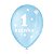 Balão de Festa Decorado 1 Aninho - Azul Baby e Branco Polar - Balões São Roque - Rizzo - Imagem 1