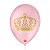 Balão de Festa Decorado Coroa - Rosa Baby e Dourado 9" 23cm - 25 Unidades - Balões São Roque - Rizzo Balões - Imagem 1