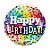 Balão de Festa 18" - Birthday Confete Arco-Iris- 01 Unidade - Qualatex - Rizzo Balões - Imagem 1