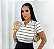Blusa Canelada com Gola Listrada - Imagem 1