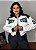 Jaqueta Feminina College em Corino Off White e Preto - Imagem 2