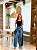 Calça Wide Leg Nathália Valente com Renda em Jeans 100% - Imagem 1