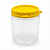 Pote 370ml /500g Plástico Transparente Com Tampa Lacre - Tampa Amarela - Imagem 1