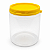 Pote 680ml / 1Kg Plástico Transparente Com Tampa Lacre - Tampa Amarela - Imagem 1