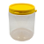 Pote 680ml / 1Kg Plástico Transparente Com Tampa Lacre - Tampa Amarela - Imagem 1