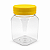 Pote 350ml / 500g Quadrado Transparente com Tampa Rosca Amarela – Ideal para Embalagem de Mel - Imagem 1