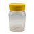 45 Potes 350ml / 500g Quadrado Transparente com Tampa Rosca Amarela – Ideal para Embalagem de Mel - Imagem 2