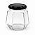 20 Potes de Vidro Sextavado 230ml com Tampa Preta – Ideal para Mel e Conservas - Imagem 2
