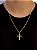 Corrente Elo Cadeado 60cm 2mm Fecho Tradicional + Pingente Cruz Detalhada (24X36mm) Banhado A Ouro 18k COR008-PIN006 - Imagem 1