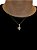 Corrente Elo Cadeado 50cm 1,2mm + Pingente Cruz Cravejada e Vazada (15X21mm) Banhado A Ouro 18k COR026-PIN022 - Imagem 2