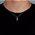 Corrente Elo Cadeado 50cm 1,2mm + Pingente Cruz Cravejada Palito (13,2X19,7mm) Banhado A Ouro Branco COR013-PIN001 - Imagem 1