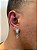Brinco Masculino Par Argola Cravejada Com Número 9 + Letra (escolher) Pendurada (9,8X8,8mm) Banhado A Ouro Branco BRIN00 - Imagem 1