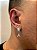Brinco Masculino Par Argola Cravejada Com Número 6 + Letra (escolher) Pendurada (9,8X8,8mm) Banhado A Ouro Branco BRIN00 - Imagem 2