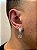 Brinco Masculino Par Argola Cravejada Com Número 5 + Letra (escolher) Pendurada (9,8X8,8mm) Banhado A Ouro Branco BRIN00 - Imagem 2