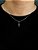 Corrente Veneziana 50cm 1mm Fecho Tradicional + Pingente Raio Cravejado Com Pedras Pretas (7,8x21mm) Banhado A Ouro Branco COR002-PIN077 - Imagem 1