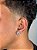 Brinco Masculino Par Redondo Cravejado Pedra Retangular (12mm) Banhado A Ouro Branco BRI158 - Imagem 5