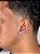 Brinco Masculino Par Redondo Cravejado Pedra Retangular (12mm) Banhado A Ouro Branco BRI158 - Imagem 4