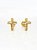 Brinco Masculino Par Cruz Cravejada 12 Pedras (9,5X7,6mm) Banhada A Ouro 18k BRI159 - Imagem 2