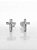 Brinco Masculino Par Cruz Cravejada 12 Pedras (9,5X7,6mm) Banhada A Ouro Branco BRI160 - Imagem 3