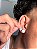 Brinco Masculino Par Redondo Cravejado Torre (9mm) + Par Redondo Coroa 1 (7,5mm) Banhado A Ouro Branco BRI030-BRI070 - Imagem 3