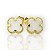 Brinco Masculino Par Trevo Branca Banhada A Ouro 18k - Imagem 1
